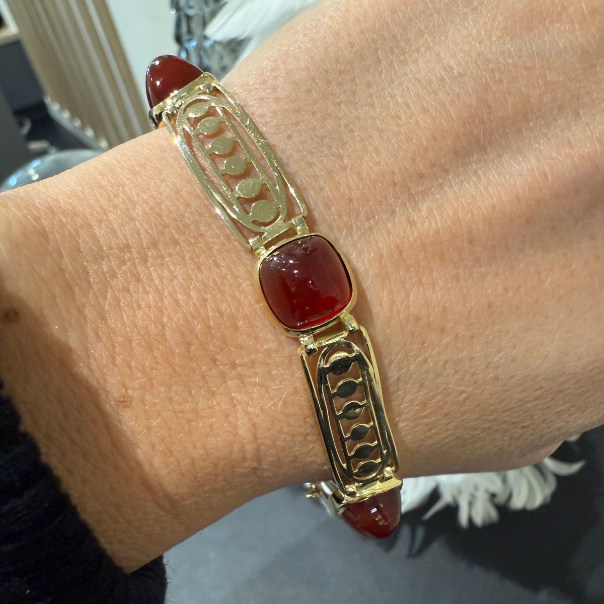 Bracelet EDYAD Art déco en or jaune et cornaline - Castafiore