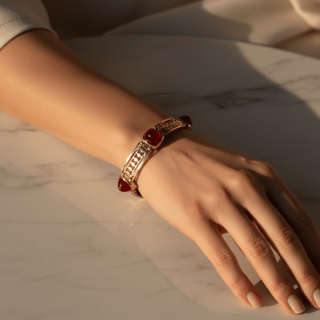 Bracelet EDYAD Art déco en or jaune et cornaline - Castafiore