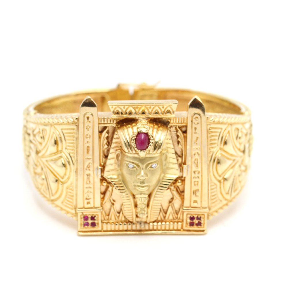 Bracelet égyptien en or 18k avec diamants et rubis - Castafiore