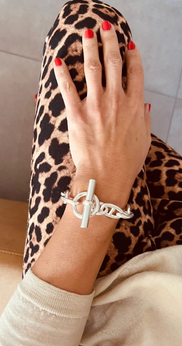 Bracelet en argent de la maison Hermès modèle iconique chaine d'ancre. - Castafiore
