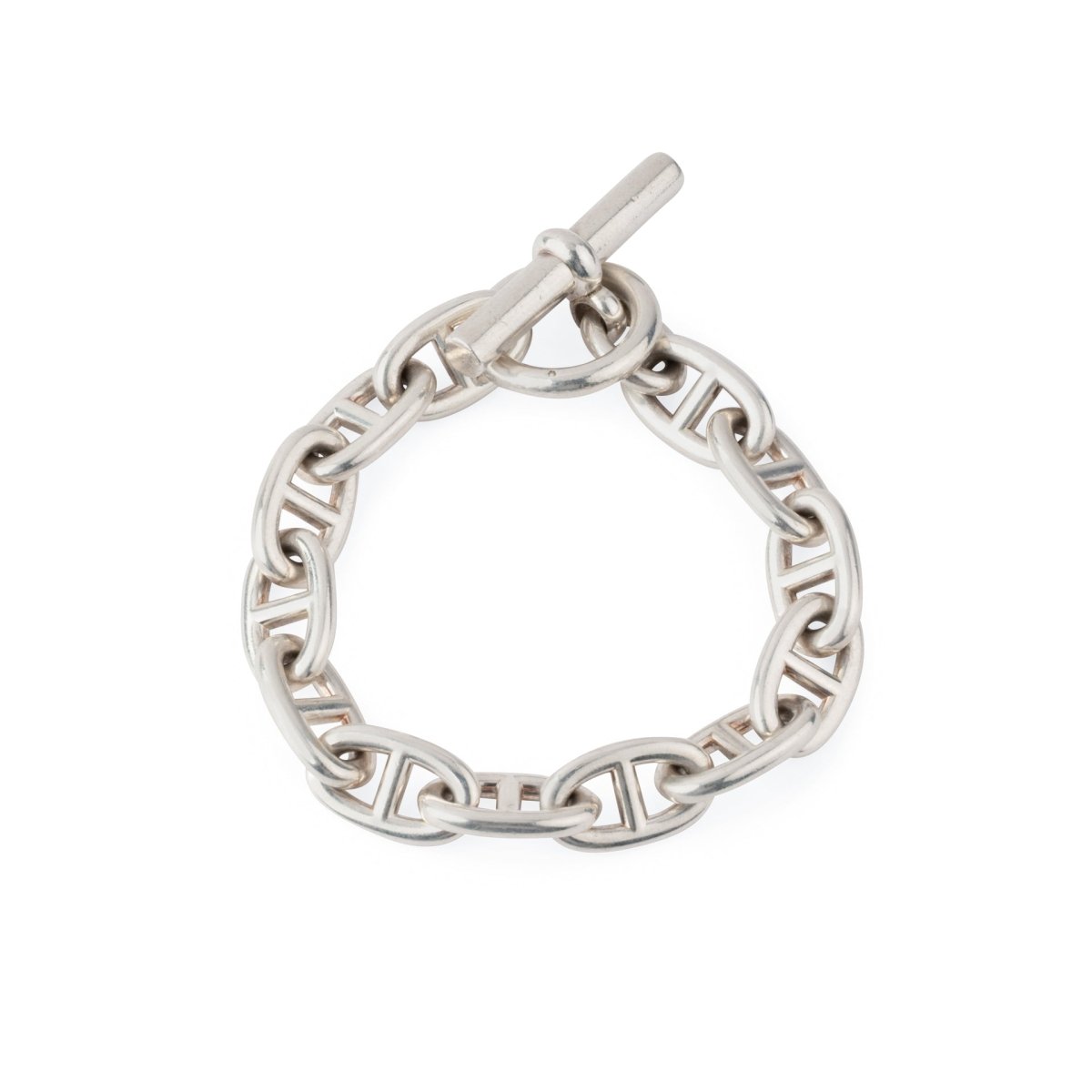 Bracelet en argent de la maison Hermès modèle iconique chaine d'ancre. - Castafiore