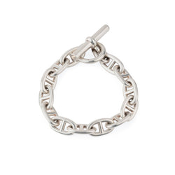 Bracelet en argent de la maison Hermès modèle iconique chaine d'ancre. - Castafiore