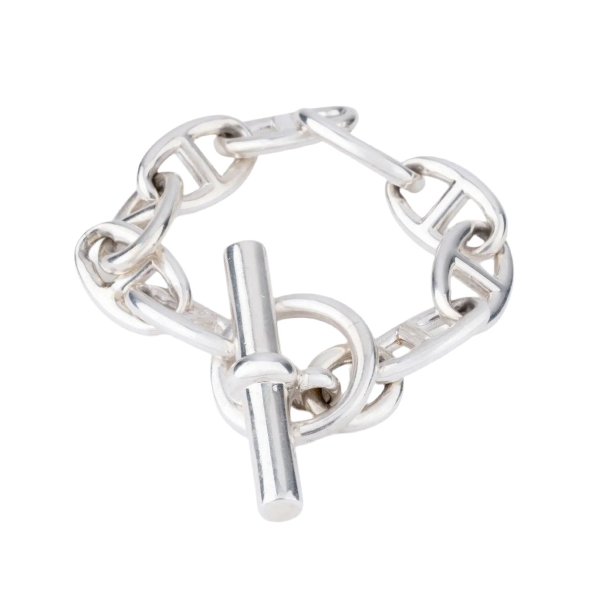 Bracelet en argent de la maison Hermès modèle iconique chaine d'ancre. - Castafiore