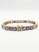 Bracelet en or 18KT avec diamants et améthystes naturelles, époque 1950. - Castafiore