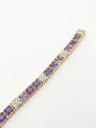 Bracelet en or 18KT avec diamants et améthystes naturelles, époque 1950. - Castafiore