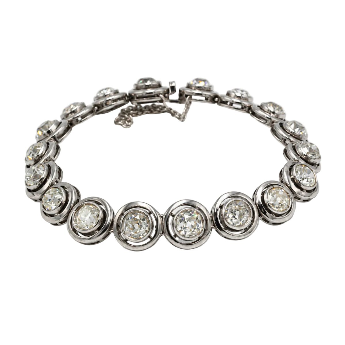 Bracelet en or blanc, argent et diamants