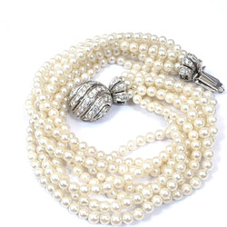 Bracelet en or blanc, perles et diamants - Castafiore