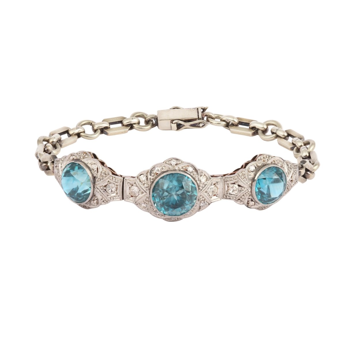 Bracelet en or blanc, platine, zircons et diamants - Castafiore