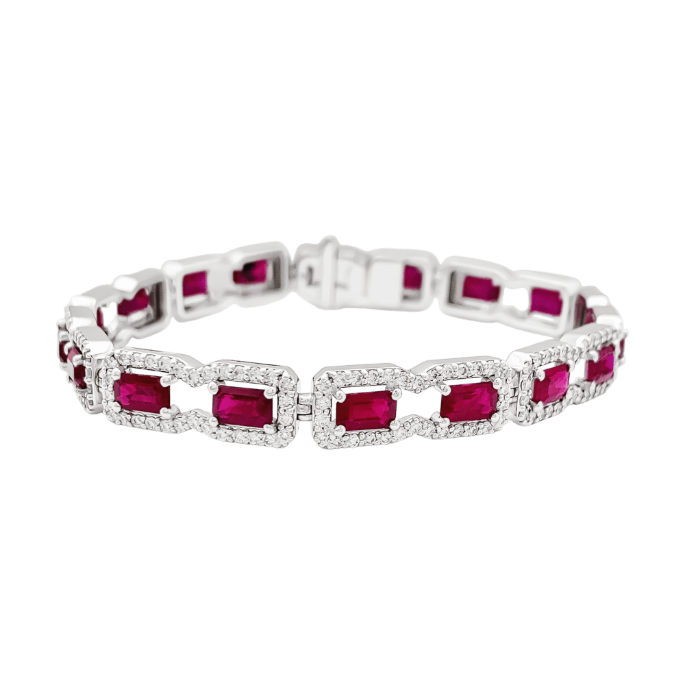 Bracelet white gold, diamonds and rubies.