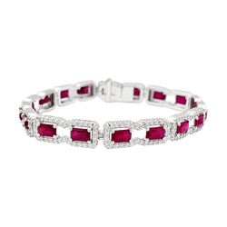 Bracelet white gold, diamonds and rubies.