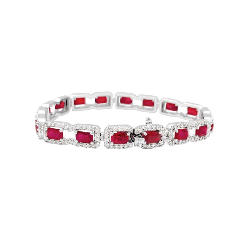 Bracelet white gold, diamonds and rubies.