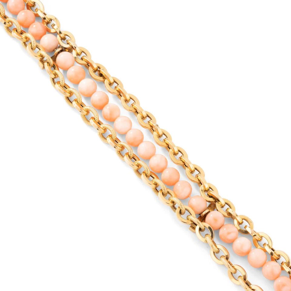 Bracelet en or et corail peau d'ange. - Castafiore