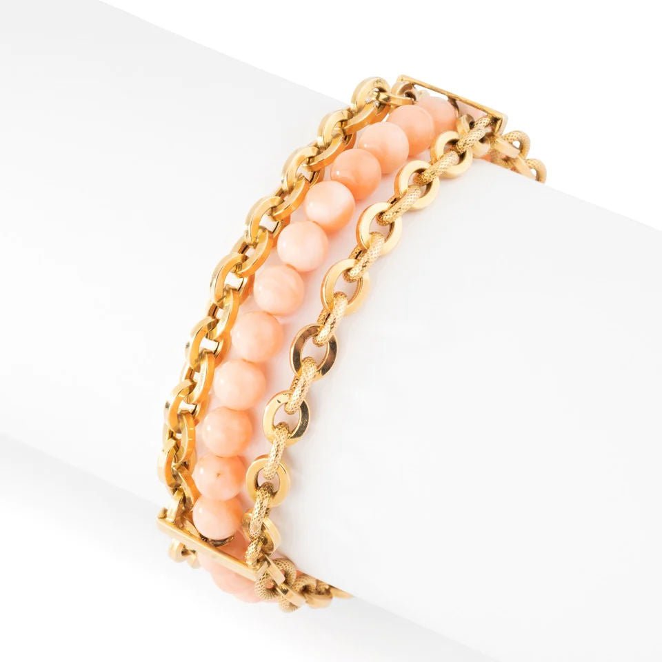 Bracelet en or et corail peau d'ange. - Castafiore