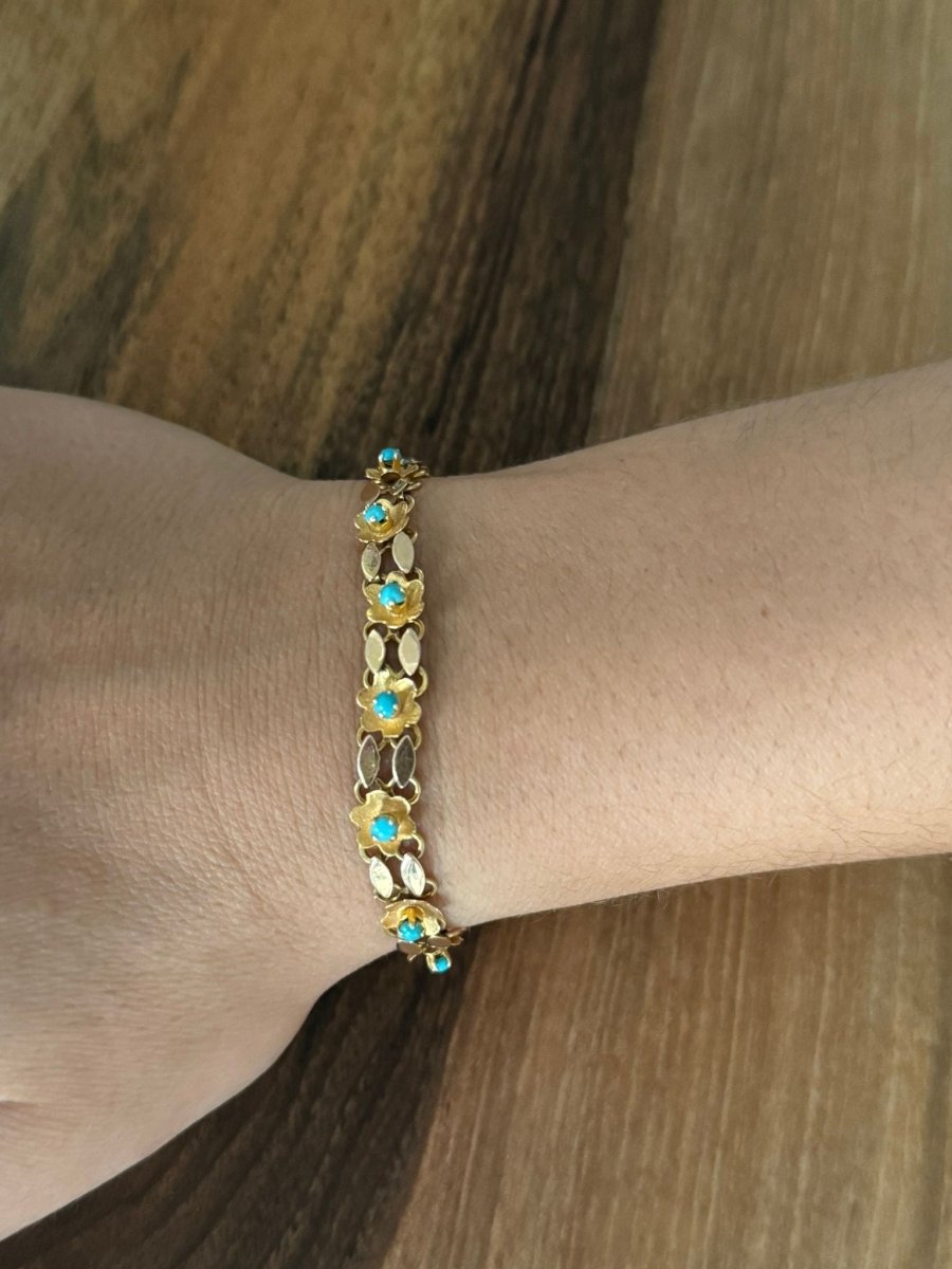 Bracelet En Or Et Turquoise - Castafiore