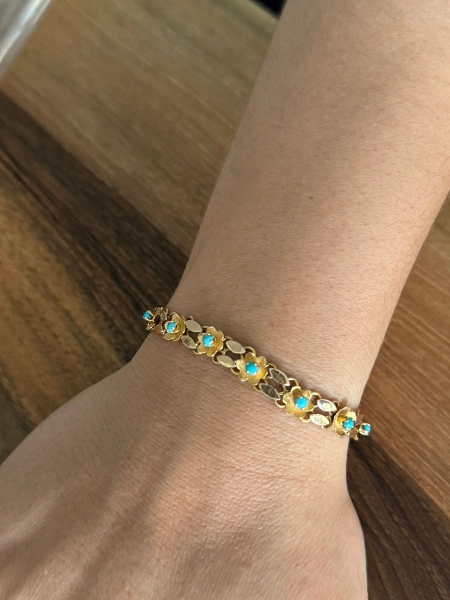 Bracelet En Or Et Turquoise - Castafiore