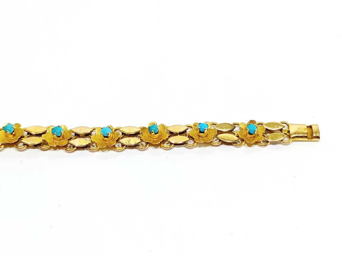 Bracelet En Or Et Turquoise - Castafiore