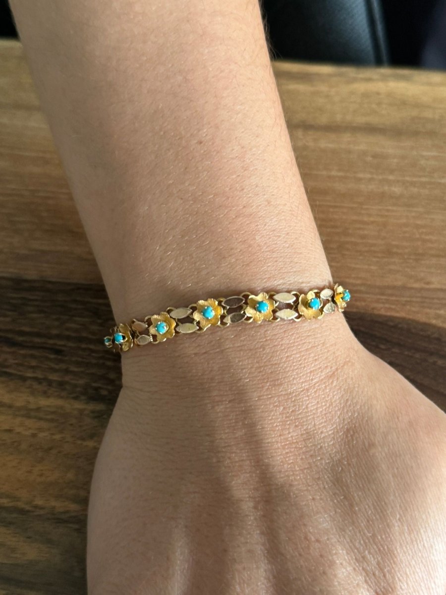 Bracelet En Or Et Turquoise - Castafiore