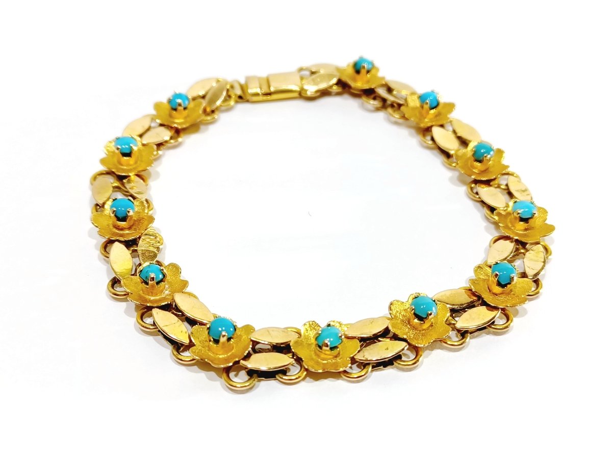 Bracelet En Or Et Turquoise - Castafiore