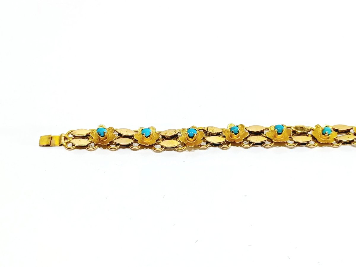 Bracelet En Or Et Turquoise - Castafiore