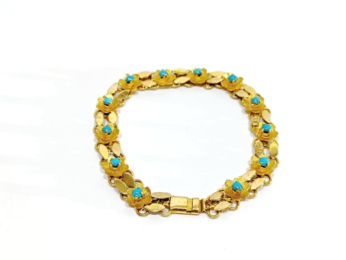 Bracelet En Or Et Turquoise - Castafiore