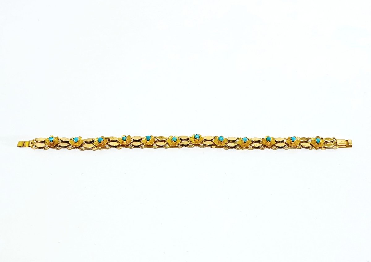 Bracelet En Or Et Turquoise - Castafiore