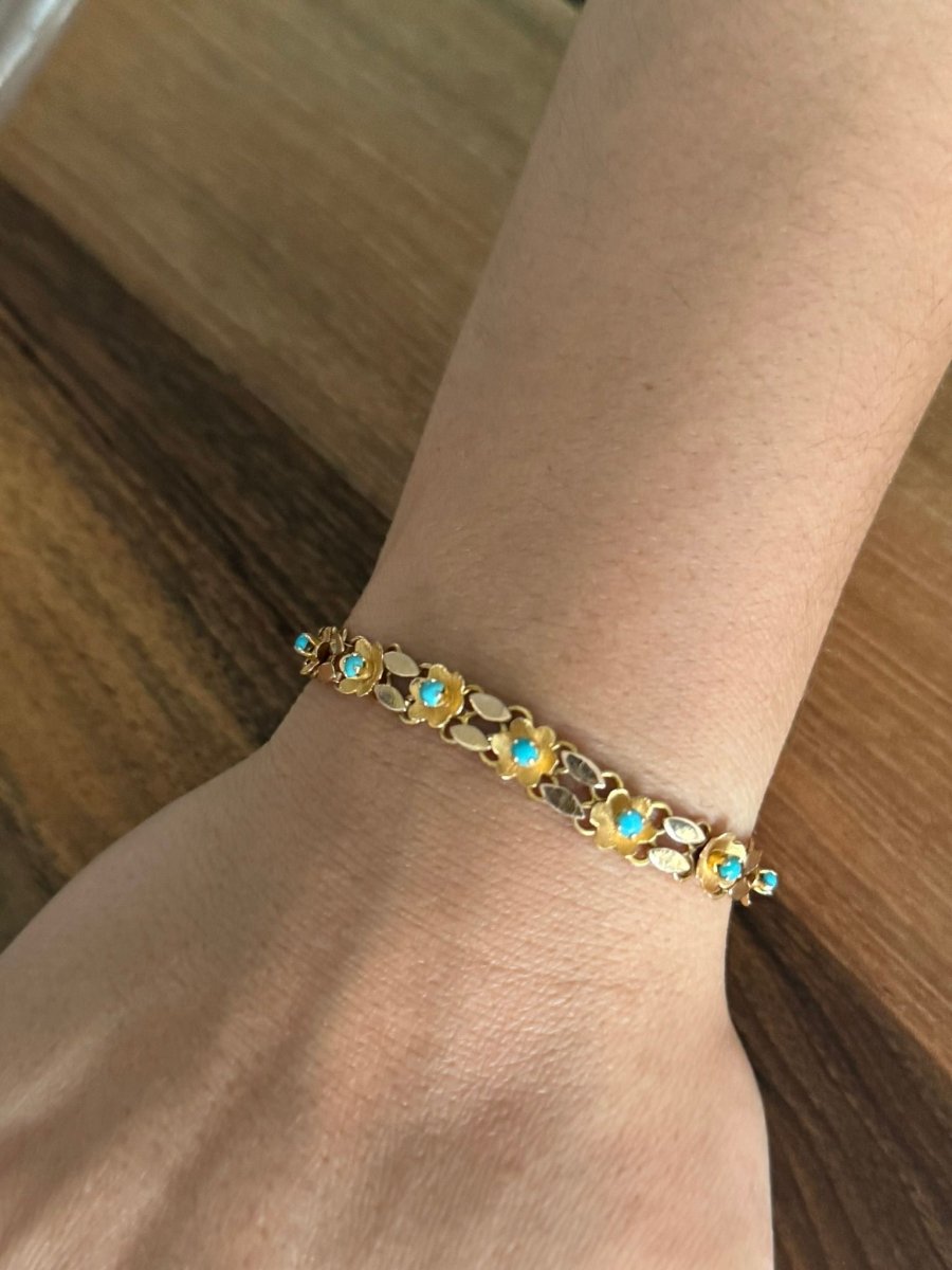Bracelet En Or Et Turquoise - Castafiore
