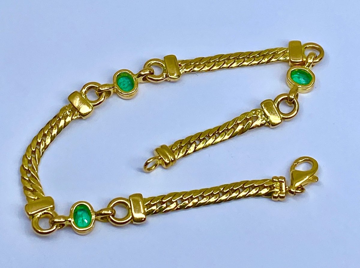 Bracelet en or jaune 18 carats, émeraudes et diamants - Castafiore