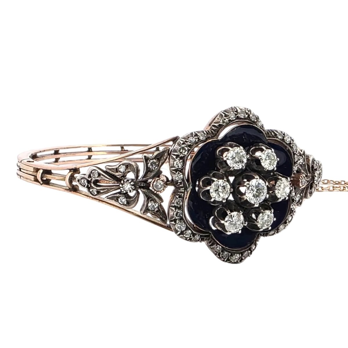 Bracelet en or jaune, argent, émail et diamants - Castafiore