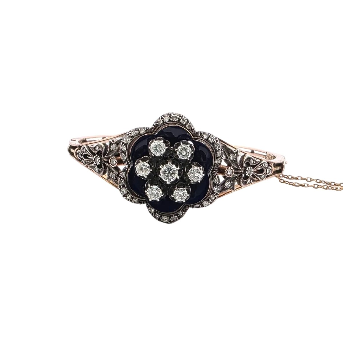 Bracelet en or jaune, argent, émail et diamants - Castafiore