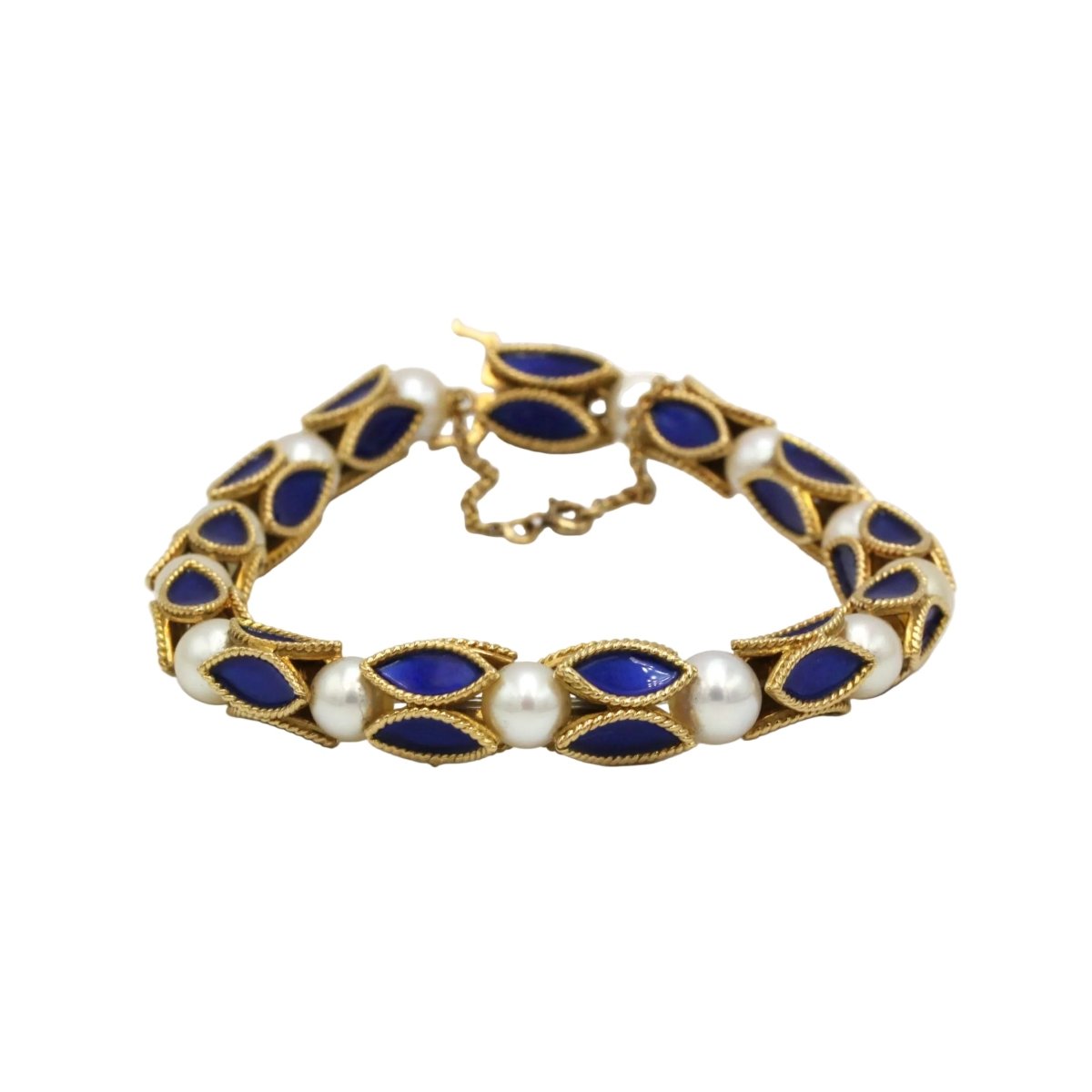 Bracelet en or jaune, émail et perles - Castafiore