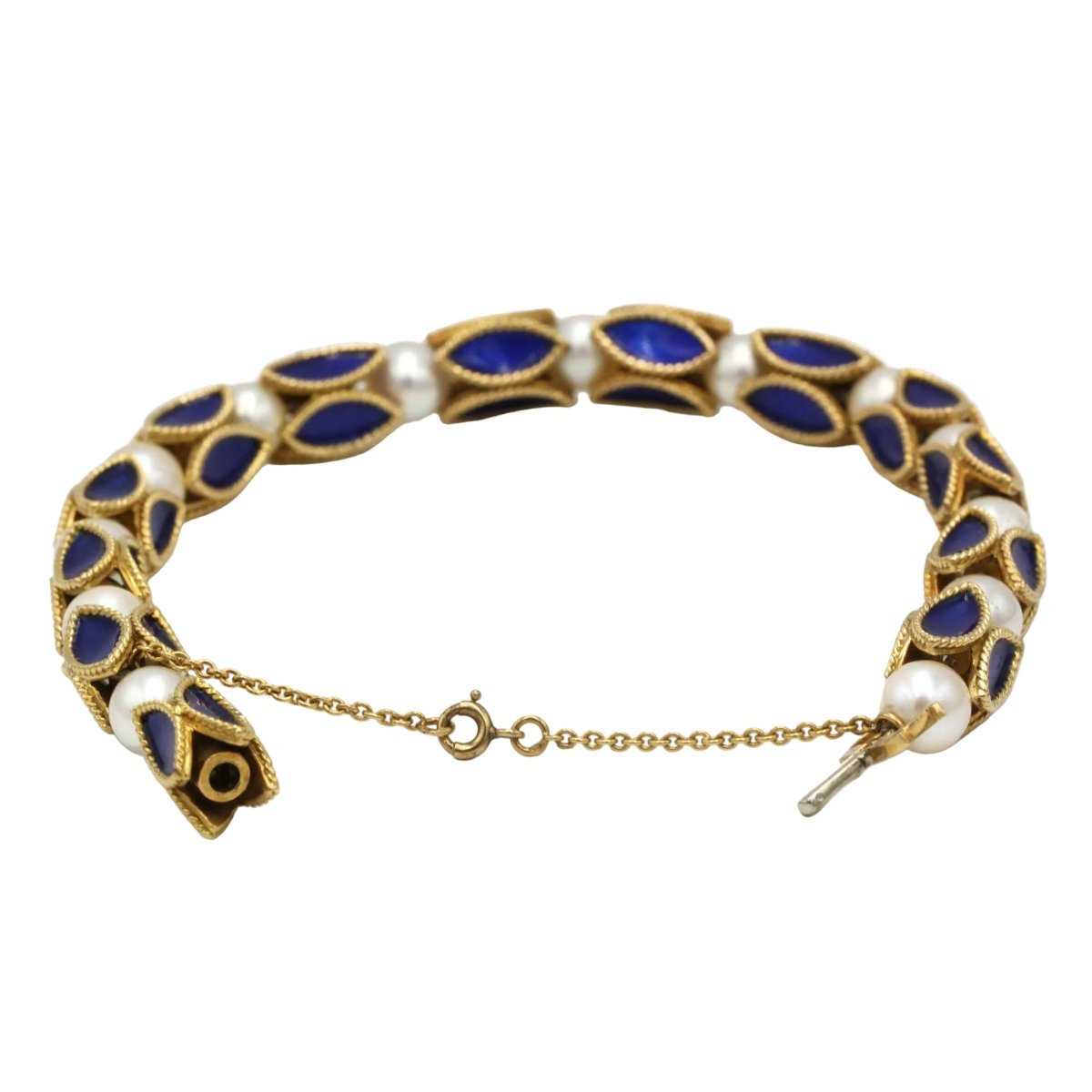Bracelet en or jaune, émail et perles - Castafiore