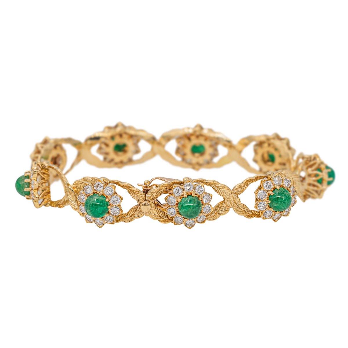 Bracelet en or jaune, émeraude et diamant - Castafiore