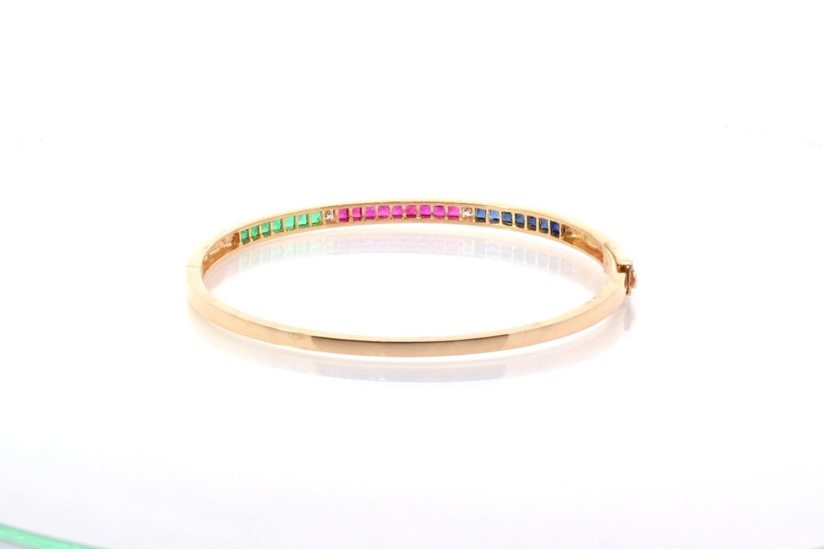 Bracelet en or jaune et diamants, saphirs, rubis, émeraudes - Castafiore