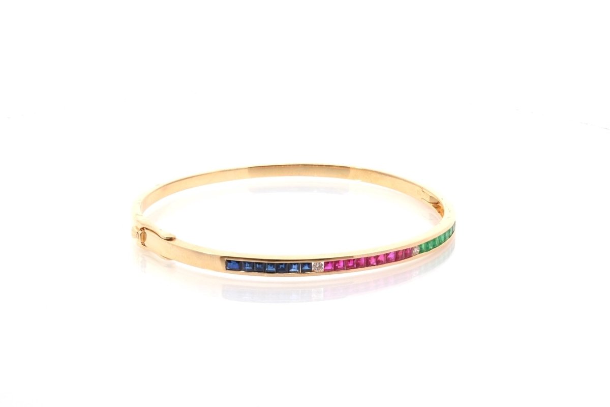 Bracelet en or jaune et diamants, saphirs, rubis, émeraudes - Castafiore