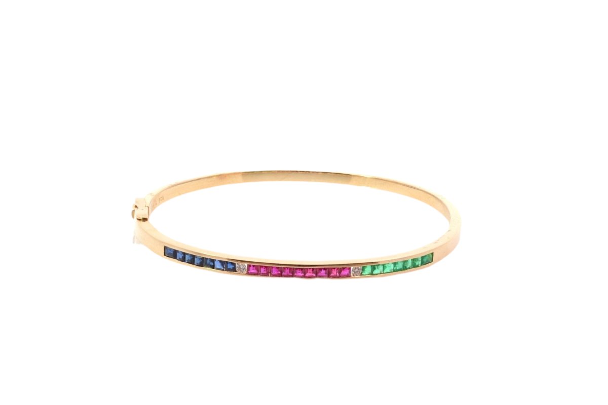 Bracelet en or jaune et diamants, saphirs, rubis, émeraudes - Castafiore