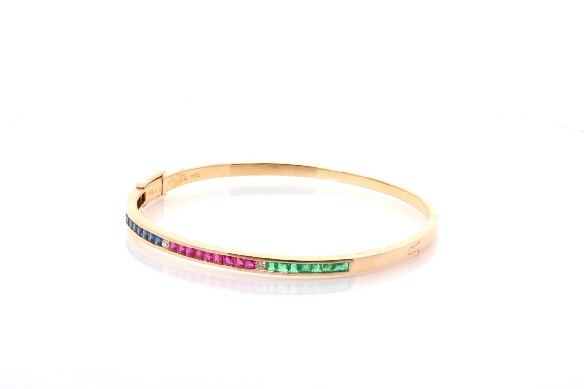 Bracelet en or jaune et diamants, saphirs, rubis, émeraudes - Castafiore