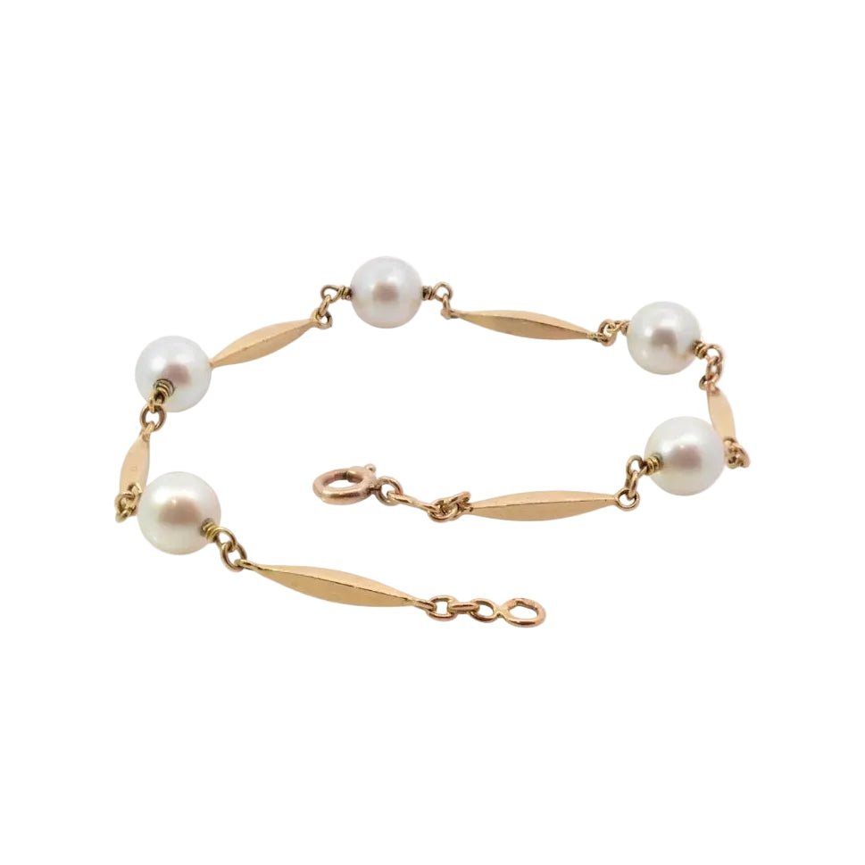 Bracelet en or jaune et perles - Castafiore