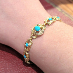 Bracelet en or jaune et turquoises - Castafiore