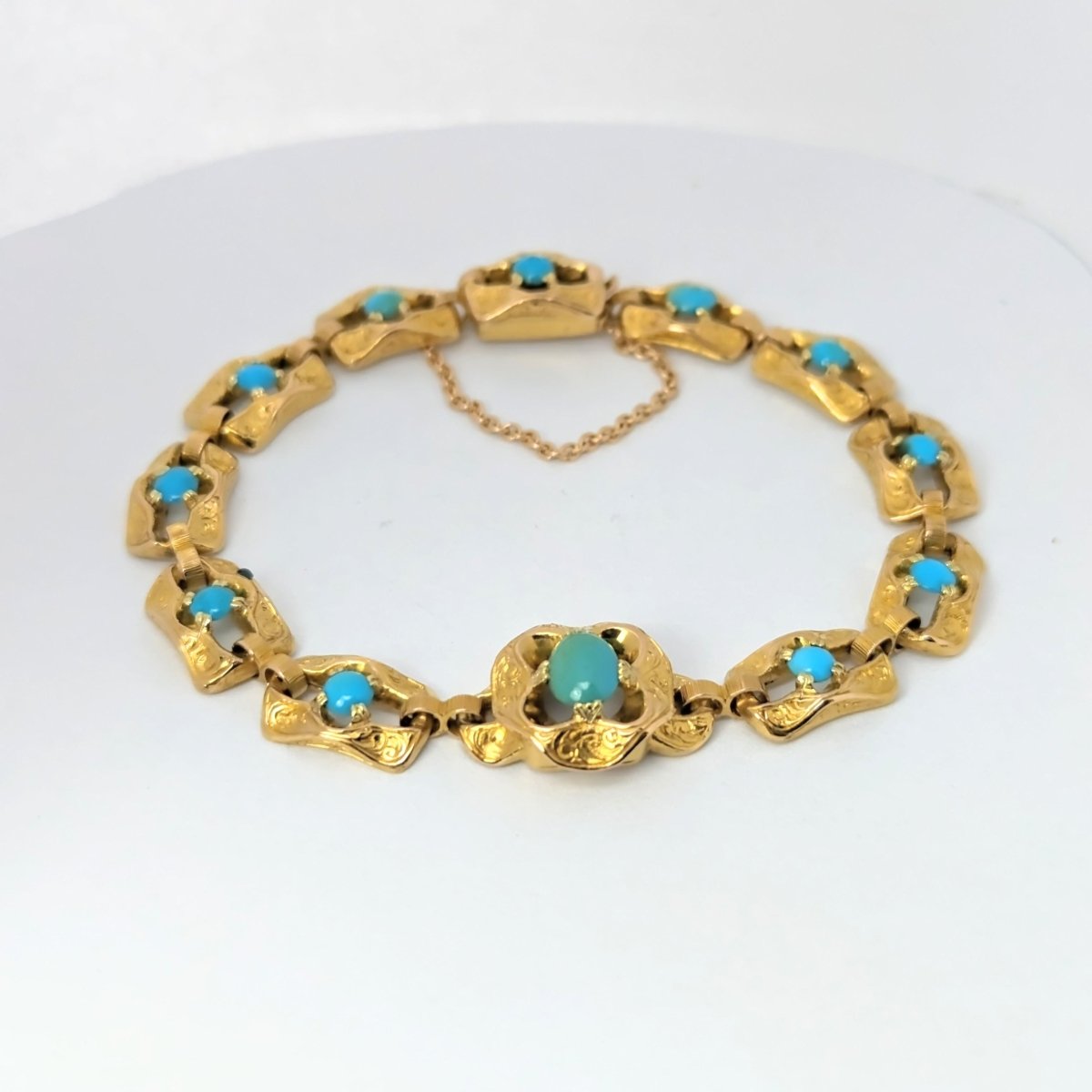 Bracelet en or jaune et turquoises - Castafiore