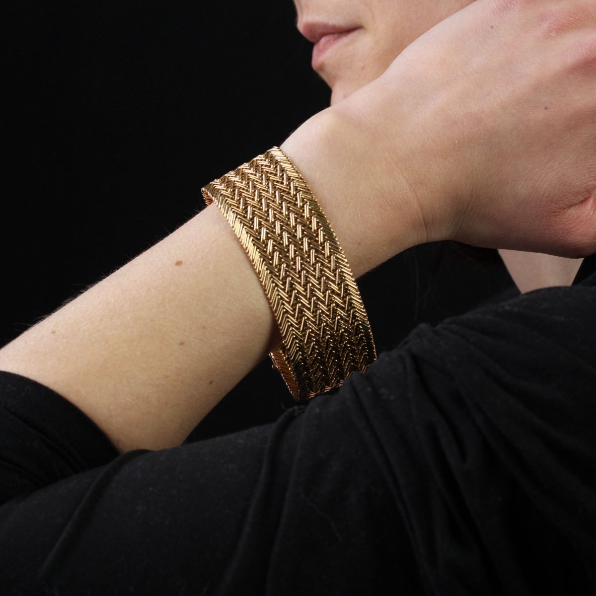 Bracelet en or jaune maille sergée - Castafiore
