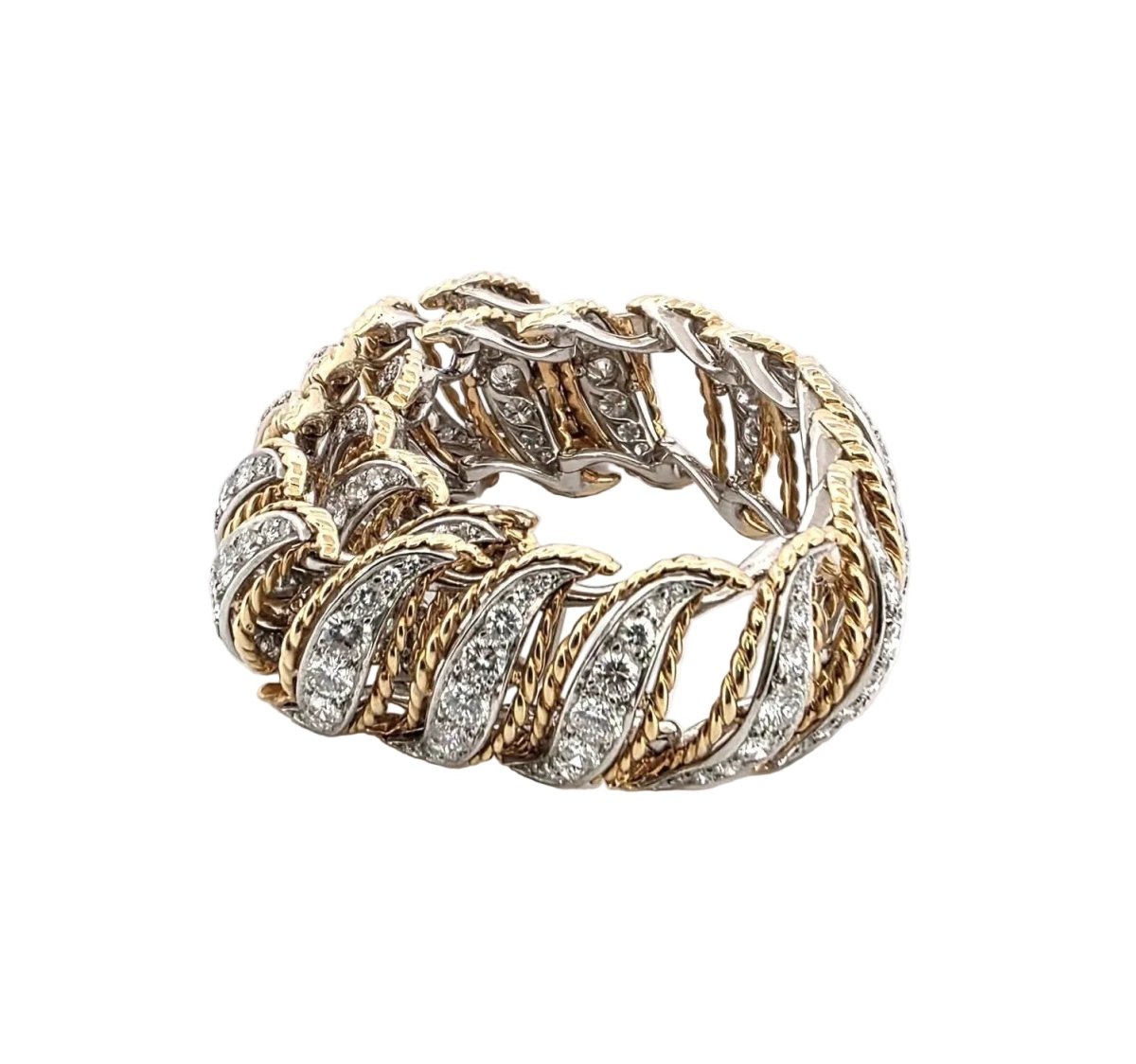 Bracelet en or jaune, platine et diamants - Castafiore