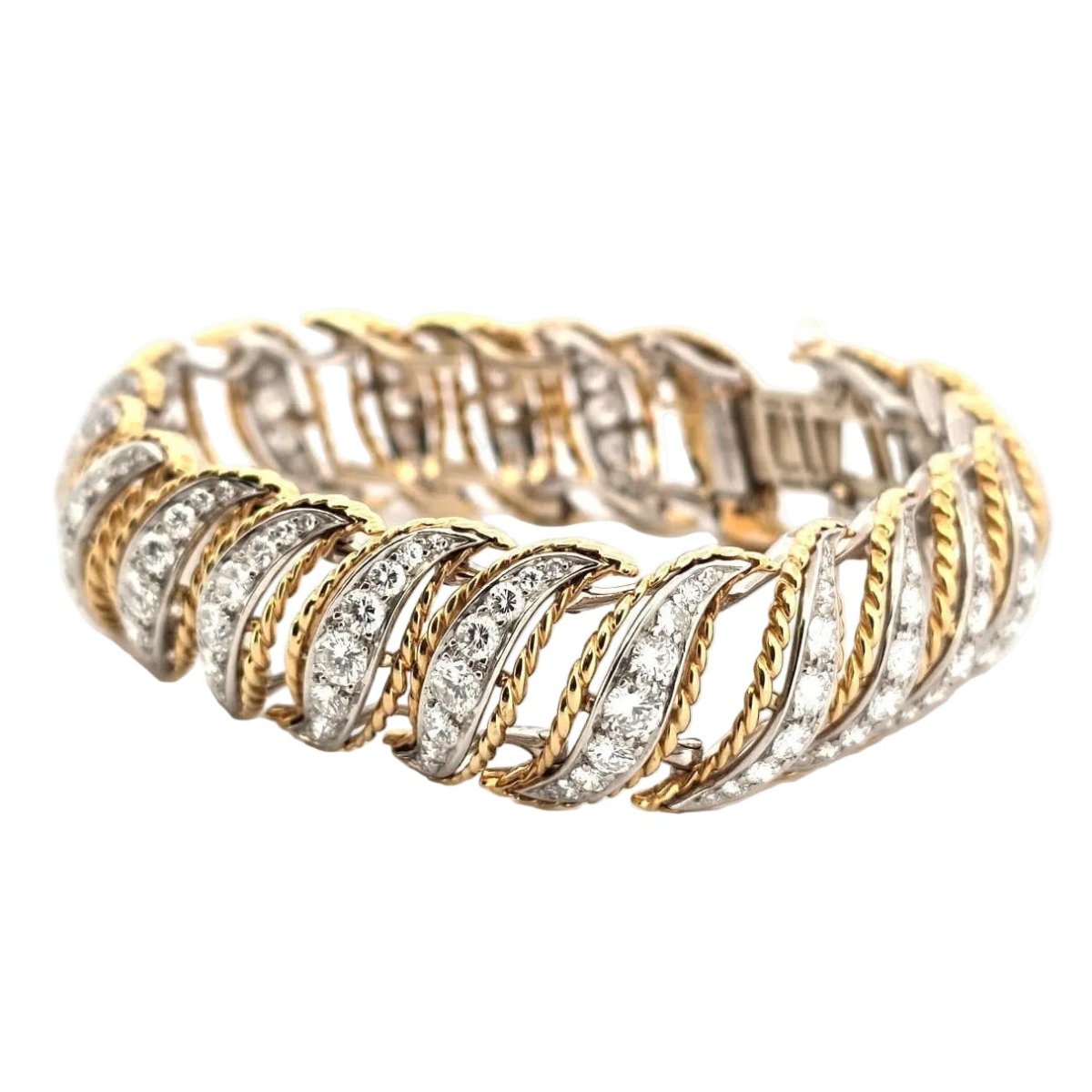 Bracelet en or jaune, platine et diamants - Castafiore