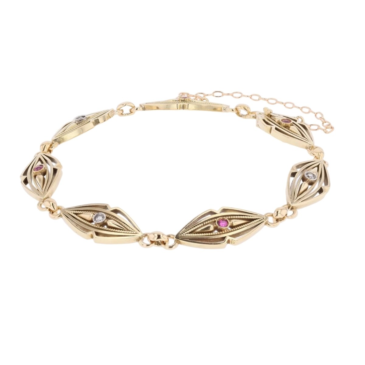 Bracelet en or jaune, rubis et diamants - Castafiore
