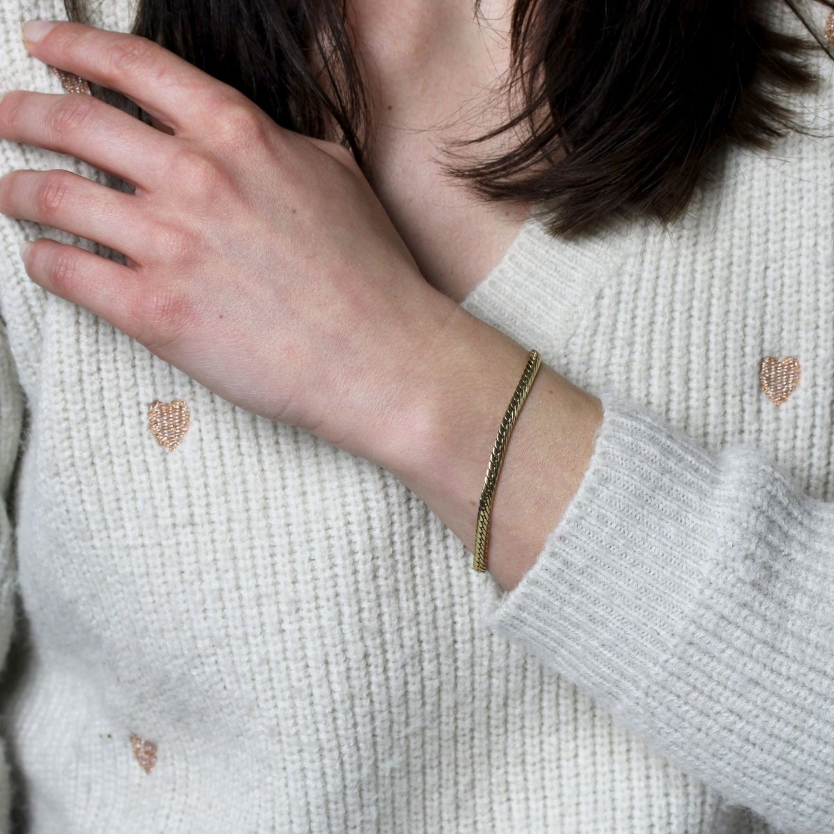 Bracelet en or occasion gourmette aplatie - Castafiore