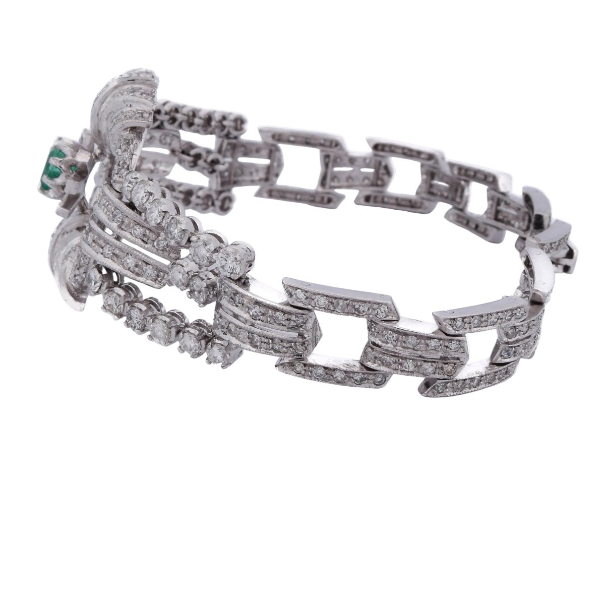 Bracelet en platinum, émeraude et diamants - Castafiore
