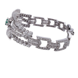 Bracelet en platinum, émeraude et diamants - Castafiore
