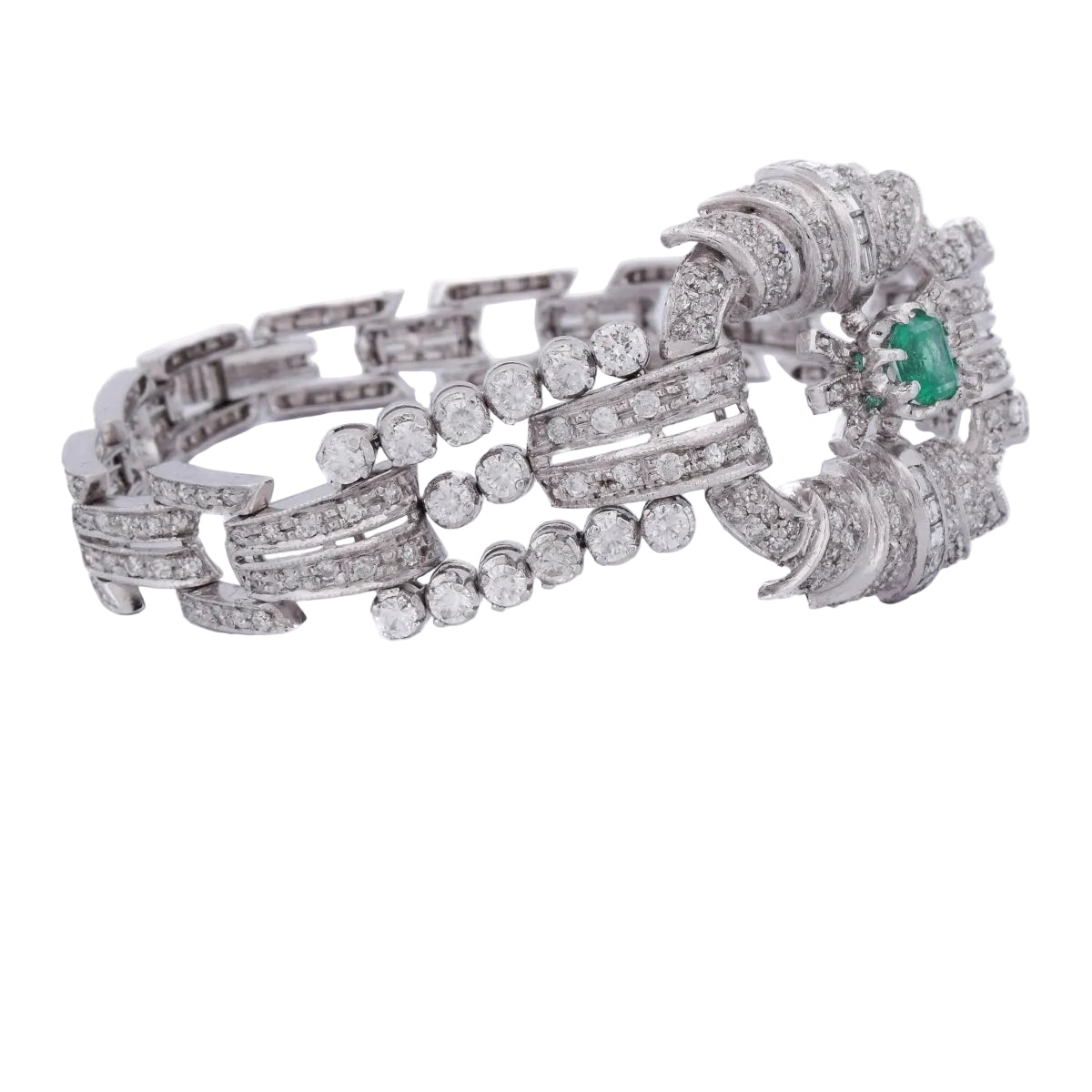 Bracelet en platinum, émeraude et diamants - Castafiore