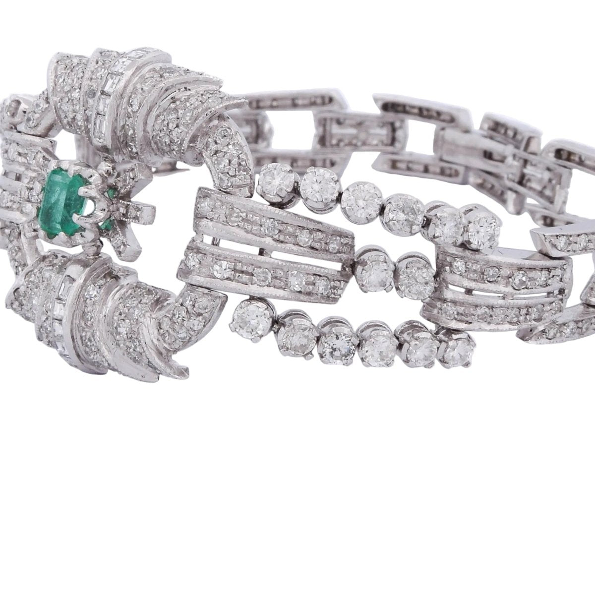 Bracelet en platinum, émeraude et diamants - Castafiore