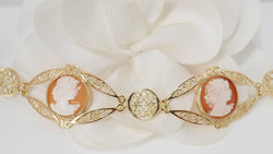 Bracelet filigrané en or jaune et camées - Castafiore