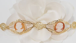 Bracelet filigrané en or jaune et camées - Castafiore
